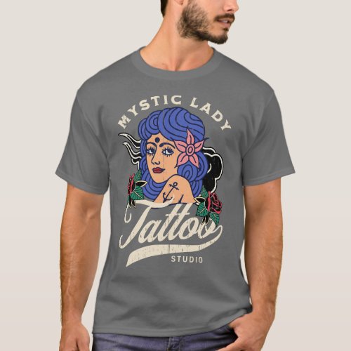 Mystic Lady tattoo vintage distressed T_Shirt
