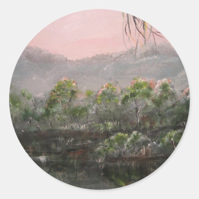 "Mystic Lake" Round Sticker (Front)