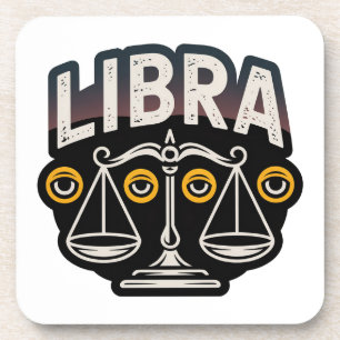 Mystic Libra Zodiac Emblem Beverage Coaster