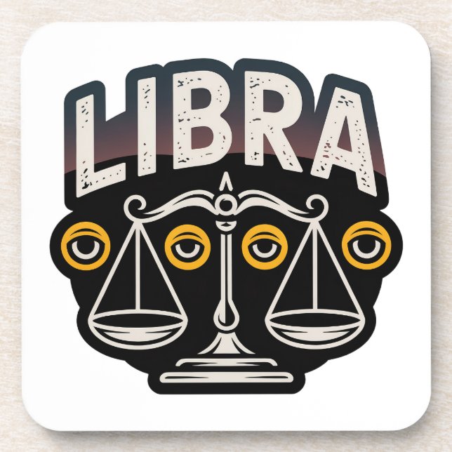 Mystic Libra Zodiac Emblem Beverage Coaster (Front)