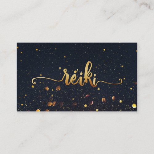 *~* Mystic Magical Black Gold REIKI Typography Business Card