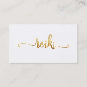 *~* Mystic Magical White Gold REIKI Typography Business Card