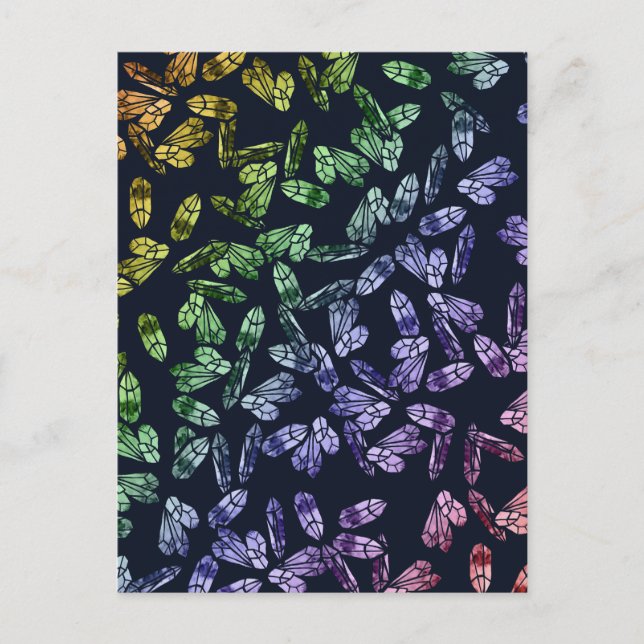 Mystic Magick Rainbow Crystals Witchy Wiccan Art Postcard (Front)