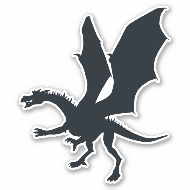 Mystic Majesty: Dragon Silhouette Fantasy Sticker (Front)