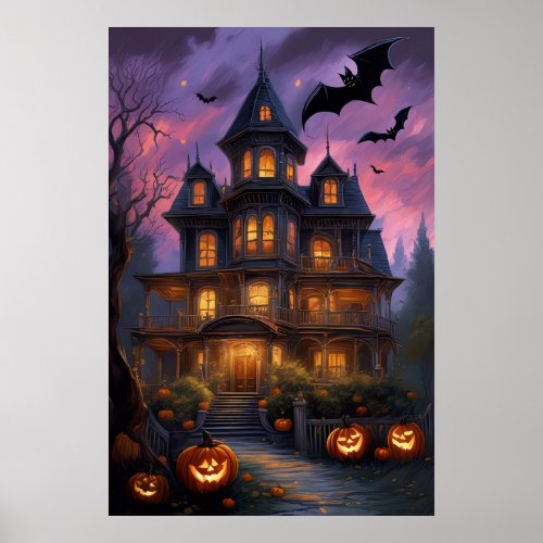 Mystic Mansion Spooky Halloween Poster