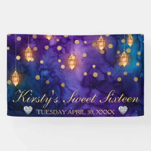 Mystic Marrakesh Night Lanterns  Bokeh Sweet 16 Banner