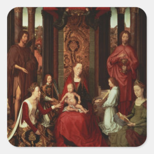 Mystic Marriage of St. Catherine and Other Saints Square Sticker