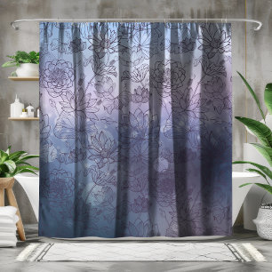 Mystic Meadow Glow: Blue and Purple  Shower Curtain
