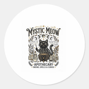 Mystic Meow Cat Witchy Mystic Apothecary Cat Vinta Classic Round Sticker
