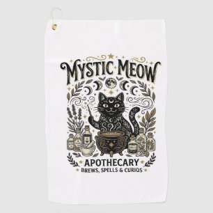 Mystic Meow Cat Witchy Mystic Apothecary Cat Vinta Golf Towel