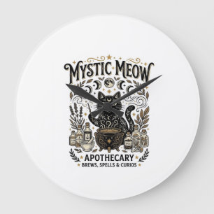 Mystic Meow Cat Witchy Mystic Apothecary Cat Vinta Large Clock