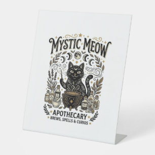 Mystic Meow Cat Witchy Mystic Apothecary Cat Vinta Pedestal Sign