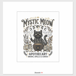 Mystic Meow Cat Witchy Mystic Apothecary Cat Vinta Sticker