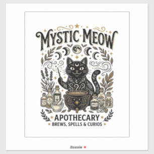 Mystic Meow Cat Witchy Mystic Apothecary Cat Vinta Sticker