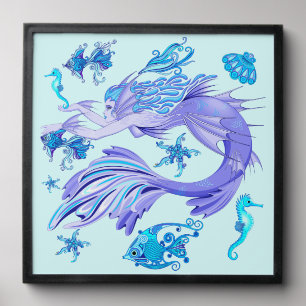 Mystic Mermaid Fairy Purple Creature Ceramic Tile