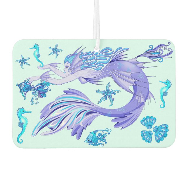 Mystic Mermaid Fairy Purple Creature Ceramic Tile Air Freshener (Front)