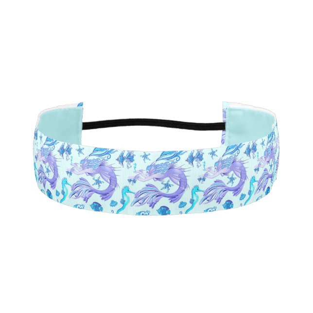 Mystic Mermaid Fairy Purple Creature Ceramic Tile Athletic Headband (Front)