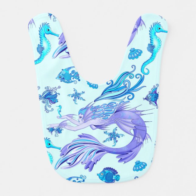 Mystic Mermaid Fairy Purple Creature Ceramic Tile Baby Bib (Front)