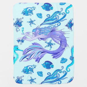 Mystic Mermaid Fairy Purple Creature Ceramic Tile Baby Blanket