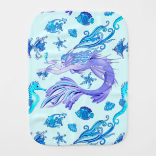 Mystic Mermaid Fairy Purple Creature Ceramic Tile Baby Burp Cloth