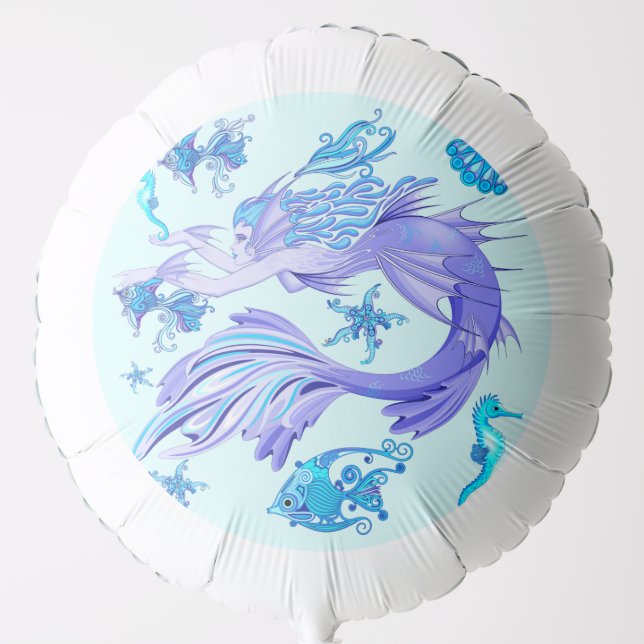 Mystic Mermaid Fairy Purple Creature Ceramic Tile Balloon (Front)