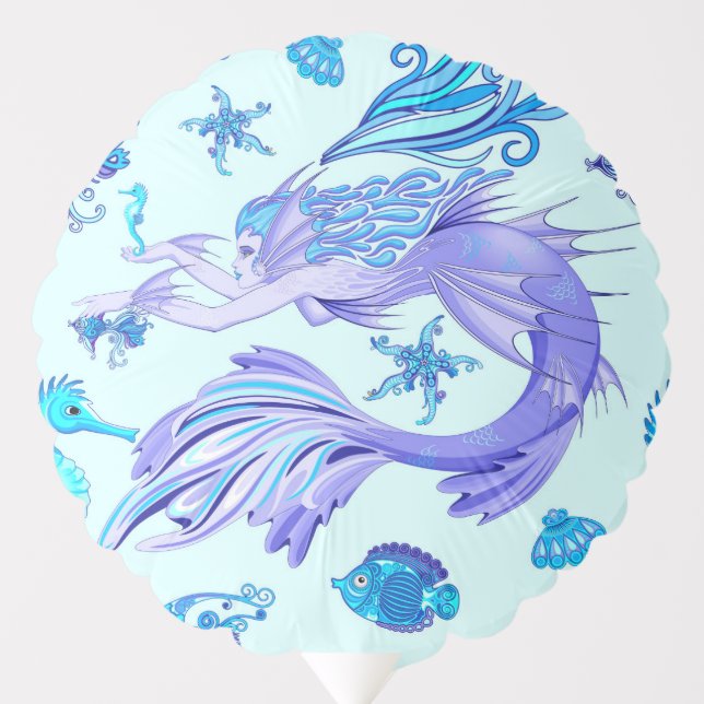 Mystic Mermaid Fairy Purple Creature Ceramic Tile Balloon (Front)
