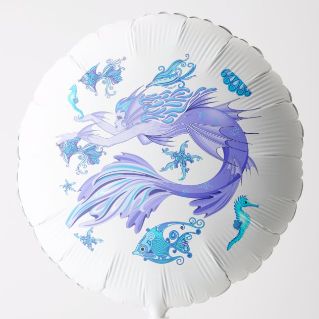 Mystic Mermaid Fairy Purple Creature Ceramic Tile Balloon (Front)