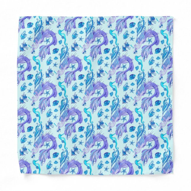 Mystic Mermaid Fairy Purple Creature Ceramic Tile Bandana (Front)