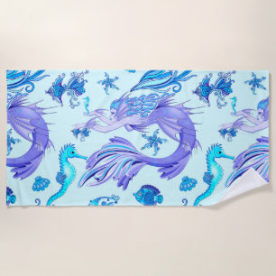 Mystic Mermaid Fairy Purple Creature Ceramic Tile Beach Towel