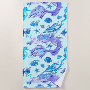 Mystic Mermaid Fairy Purple Creature Ceramic Tile Beach Towel