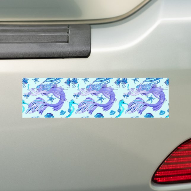 Mystic Mermaid Fairy Purple Creature Ceramic Tile Bumper Sticker (On Car)