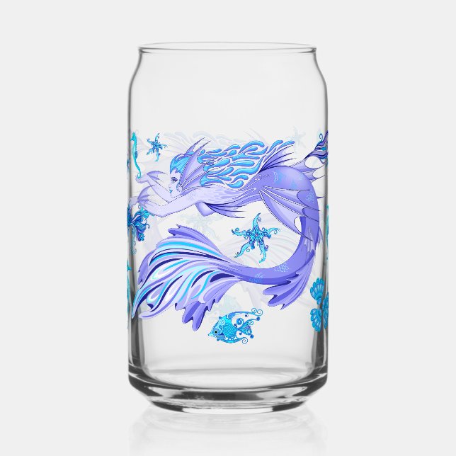 Mystic Mermaid Fairy Purple Creature Ceramic Tile Can Glass (Front)