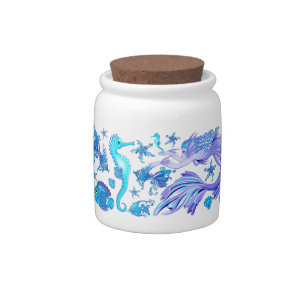 Mystic Mermaid Fairy Purple Creature Ceramic Tile Candy Jar