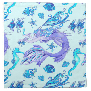 Mystic Mermaid Fairy Purple Creature Ceramic Tile Cloth Napkin