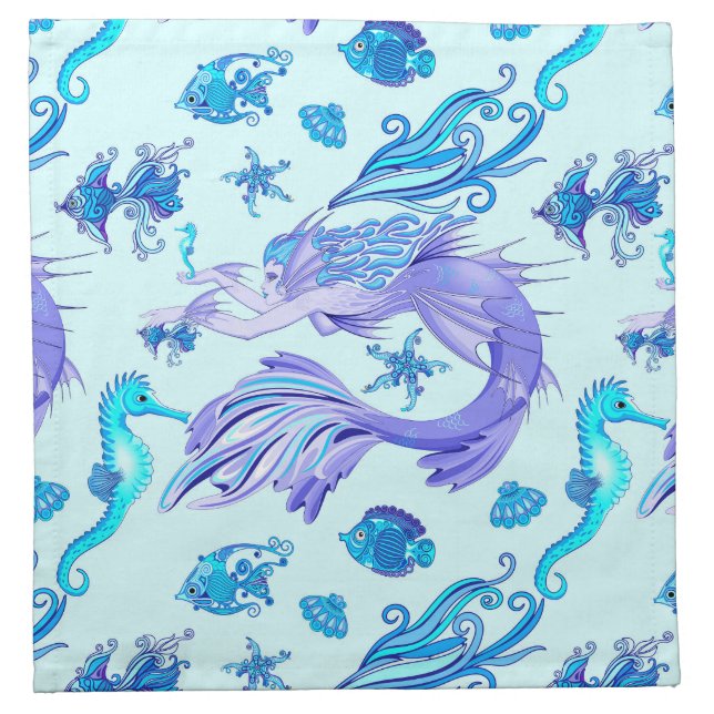 Mystic Mermaid Fairy Purple Creature Ceramic Tile Cloth Napkin (Front)