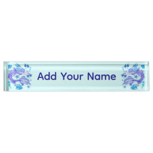 Mystic Mermaid Fairy Purple Creature Ceramic Tile Desk Name Plate