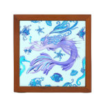 Mystic Mermaid Fairy Purple Creature Ceramic Tile Desk Organizer