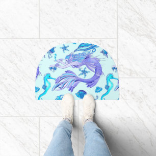 Mystic Mermaid Fairy Purple Creature Ceramic Tile Doormat