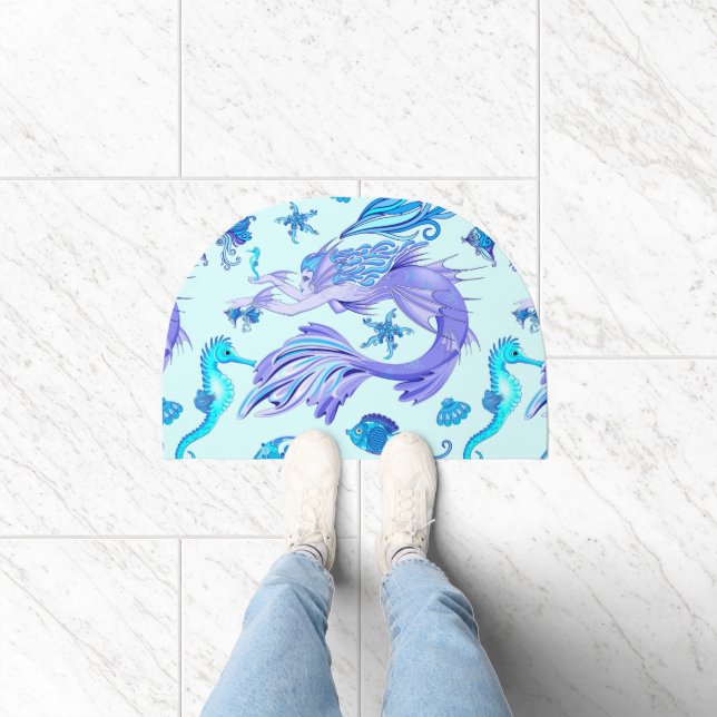 Mystic Mermaid Fairy Purple Creature Ceramic Tile Doormat (Indoor)