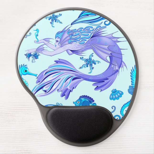 Mystic Mermaid Fairy Purple Creature Ceramic Tile Gel Mouse Pad (Front)