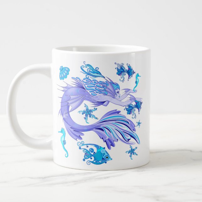 Mystic Mermaid Fairy Purple Creature Ceramic Tile Giant Coffee Mug (Left)