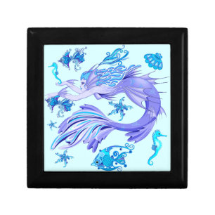 Mystic Mermaid Fairy Purple Creature Ceramic Tile Gift Box