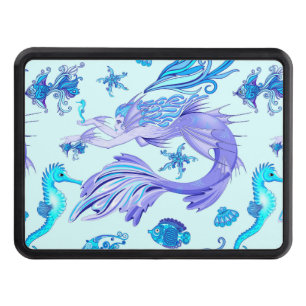 Mystic Mermaid Fairy Purple Creature Ceramic Tile Hitch Cover