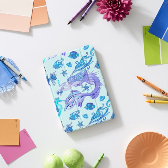 Mystic Mermaid Fairy Purple Creature Ceramic Tile iPad Mini Cover (In Situ)