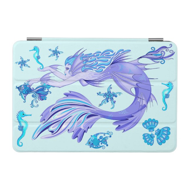 Mystic Mermaid Fairy Purple Creature Ceramic Tile iPad Mini Cover (Horizontal)