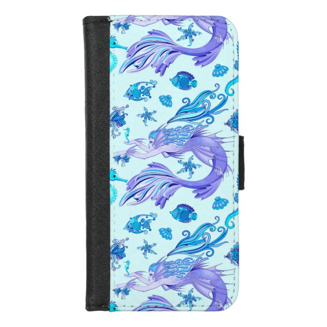 Mystic Mermaid Fairy Purple Creature Ceramic Tile iPhone Wallet Case (Front)