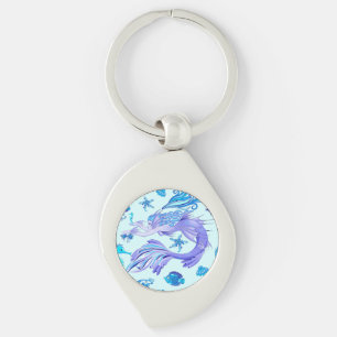 Mystic Mermaid Fairy Purple Creature Ceramic Tile Keychain