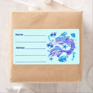Mystic Mermaid Fairy Purple Creature Ceramic Tile Label