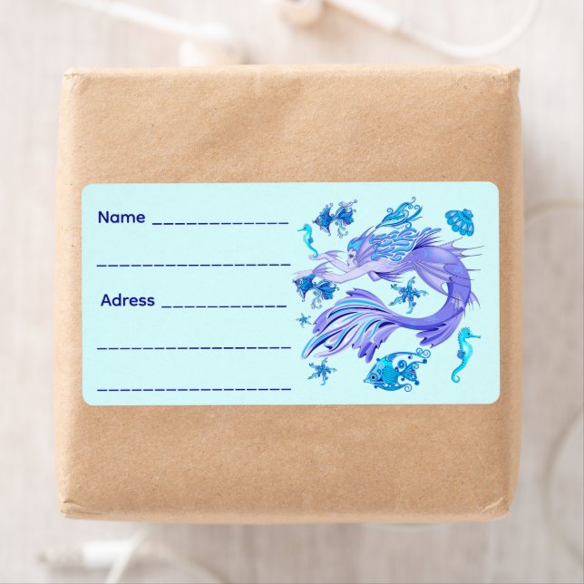 Mystic Mermaid Fairy Purple Creature Ceramic Tile Label (Insitu)