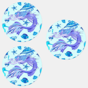 Mystic Mermaid Fairy Purple Creature Ceramic Tile Labels